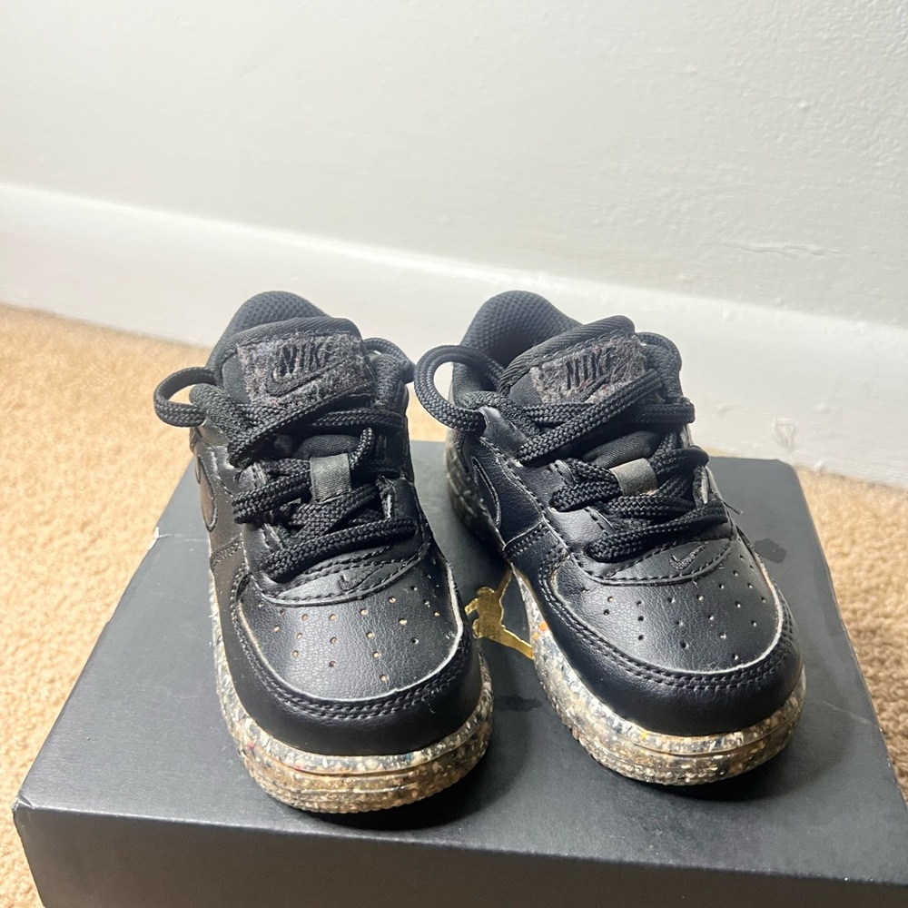 Toddler's Nike Force 1 KSA Black/Black-Metallic Silver Bottom